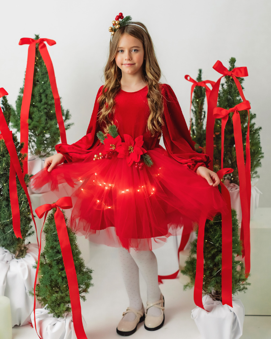 Sparkle Dress, Brown with Leaves, Fall 2025