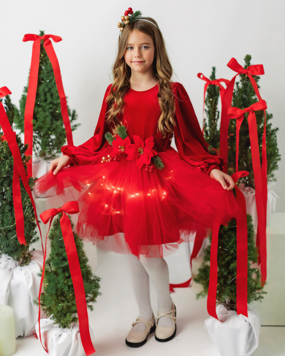Sparkle Dress, Brown with Leaves, Fall 2025