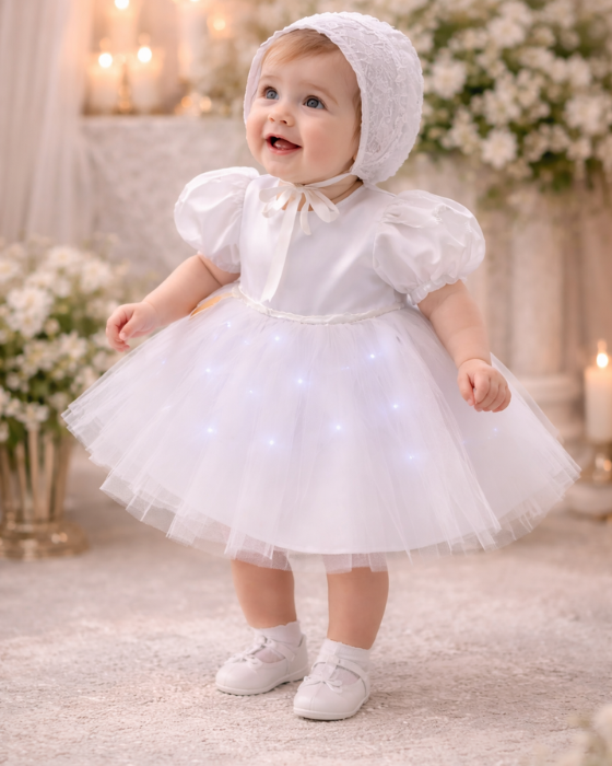 Baptism Dress, with Lights, White