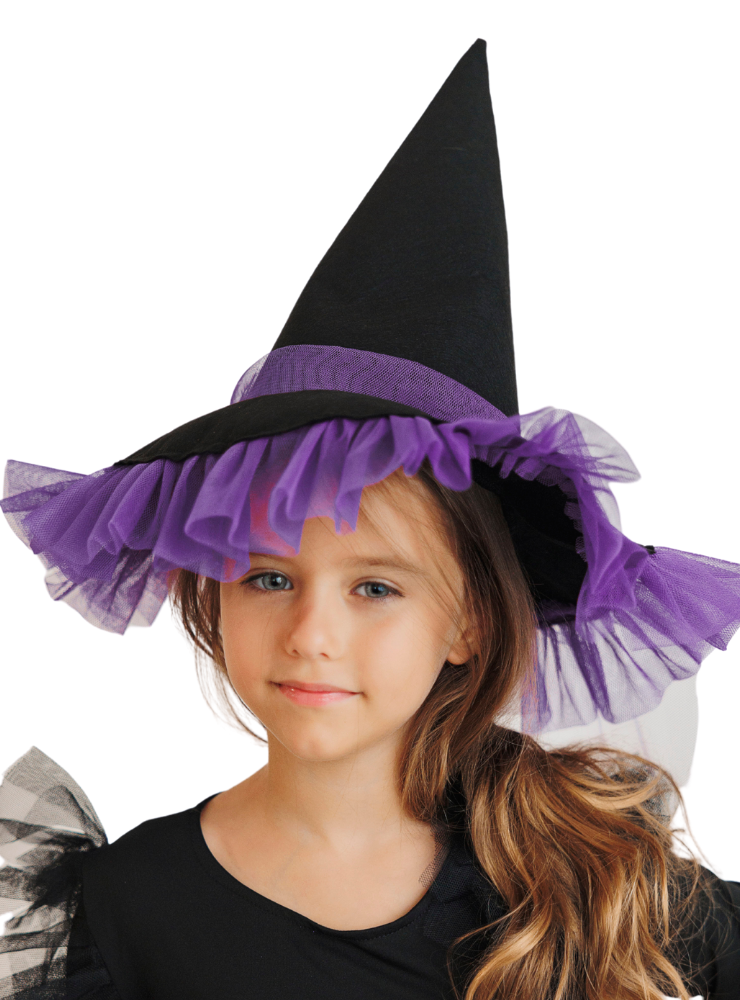 Witch Hat with Purple Tulle