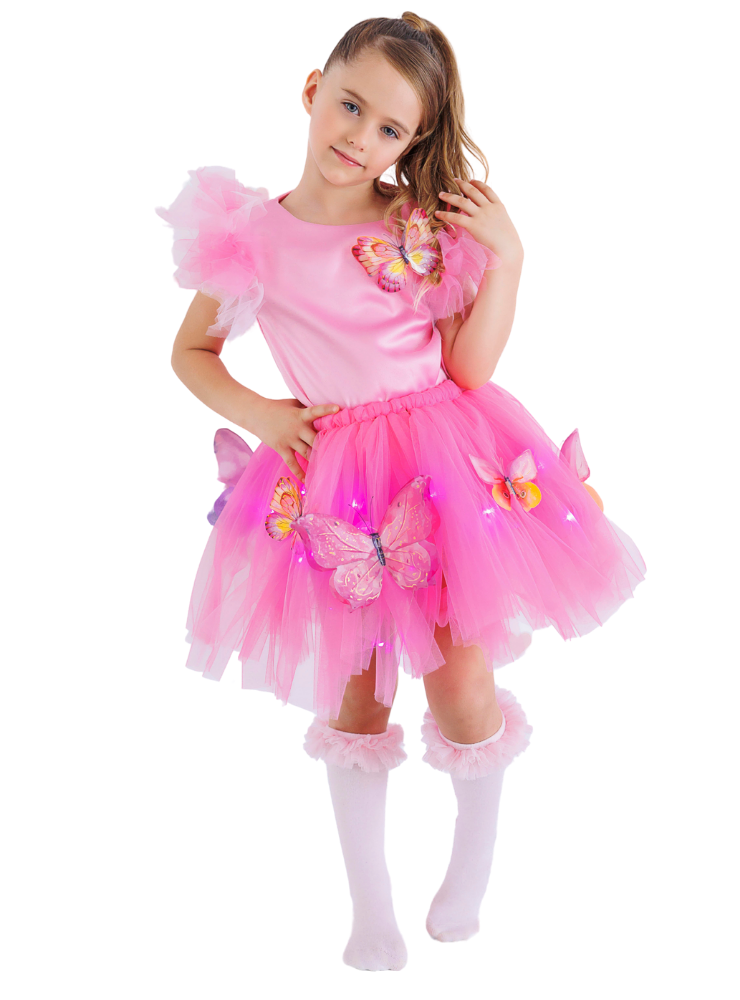 Skirt with Lights, Butterfly, Pink