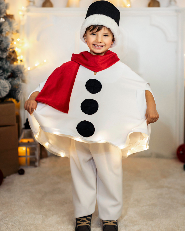 Snowman Costume with Lights, 4 Pieces, Complete
