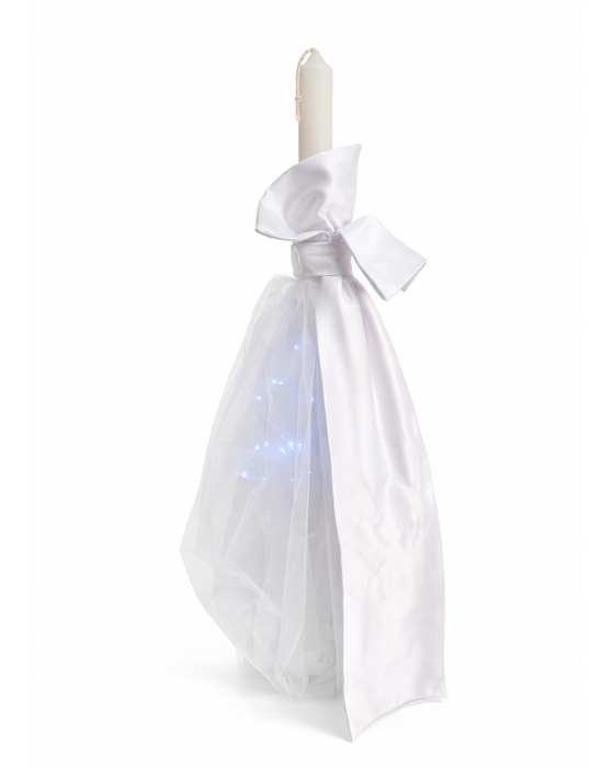 Lumanare de Botez, cu Luminite, Alba