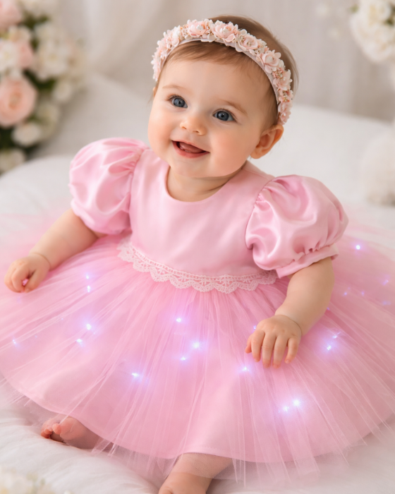 Christening Set with Lights, Pink, 3 pieces