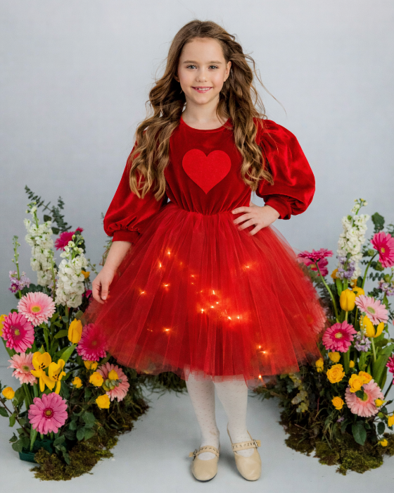 Red Dress with Lights, Big Heart, Tulle