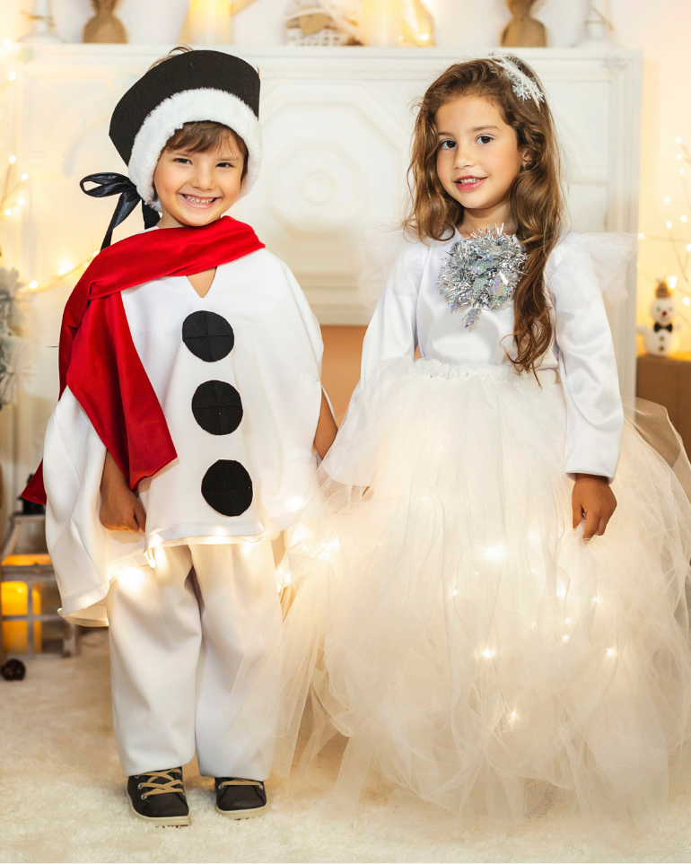 Snowman Costume with Lights, 4 Pieces, Complete
