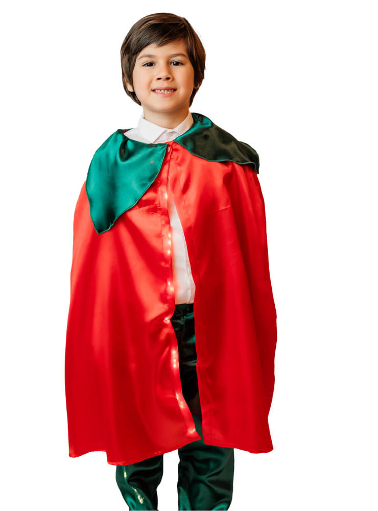Elf Boy Christmas Cape with Lights