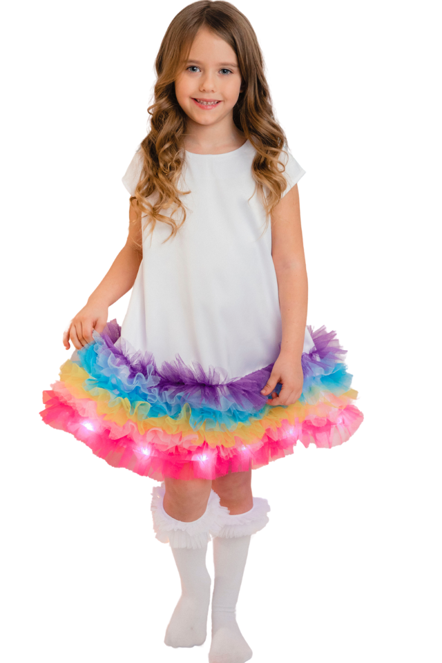 Rainbow Lights Dress, 10-12 years