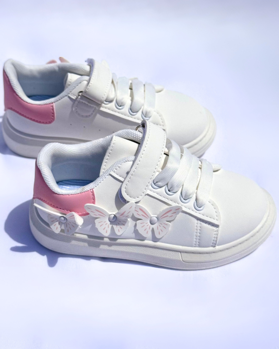 Adidași Albi-Roz cu Fluturași