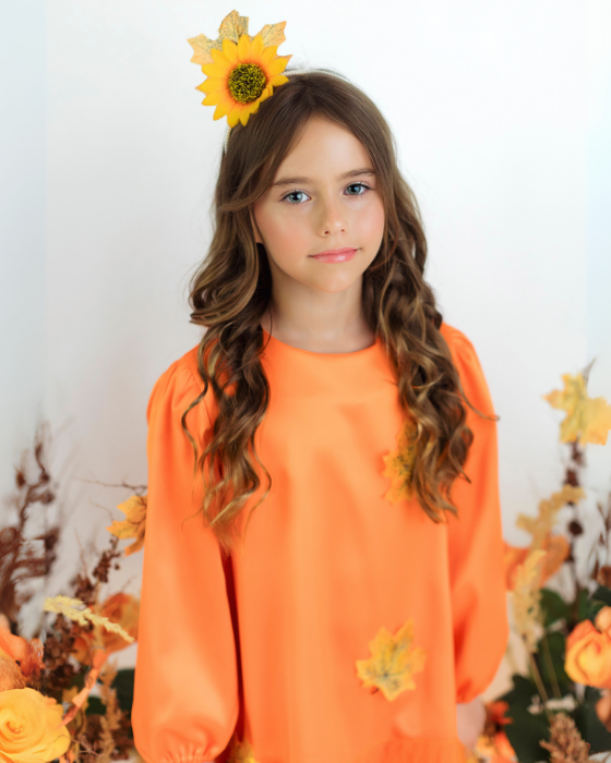Headband with large autumn leaf and flower