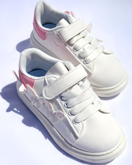 Adidași Albi-Roz cu Fluturași