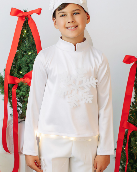 Snowflake White Tunic, Boy, for Christmas Pageant