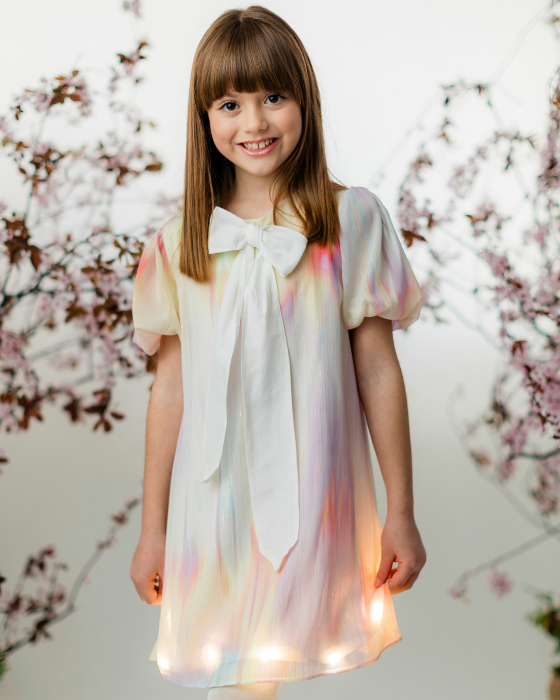 Rainbow Dress with Bow, for School / Kindergarten