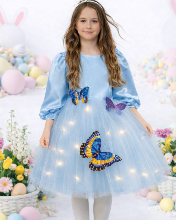 Blue Dress with Lights, full of Butterflies