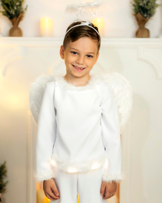 White Angel Boy's Sweatshirt with Lights