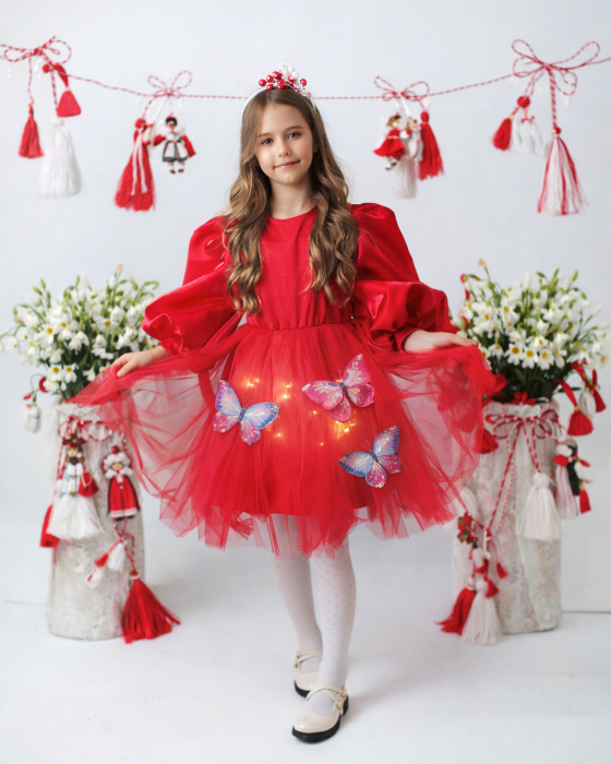 Red Butterfly Fairy Lights Dress, Spring