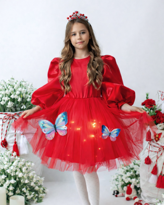 Butterfly Dress with Lights, Red, Spring