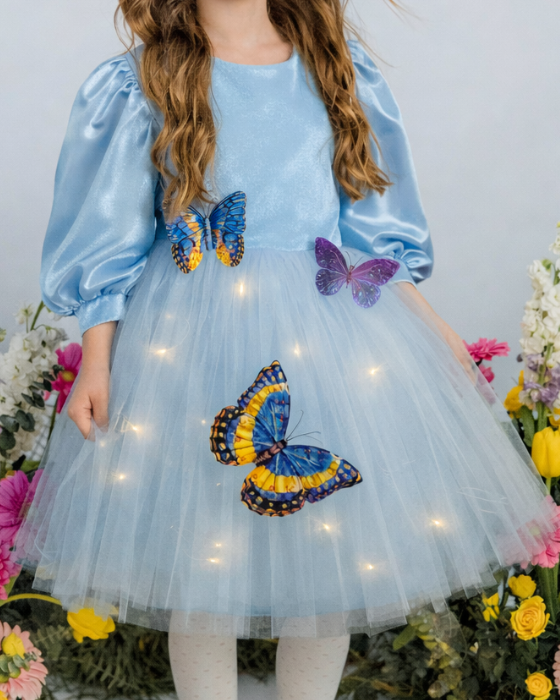 Blue Dress with Lights, full of Butterflies