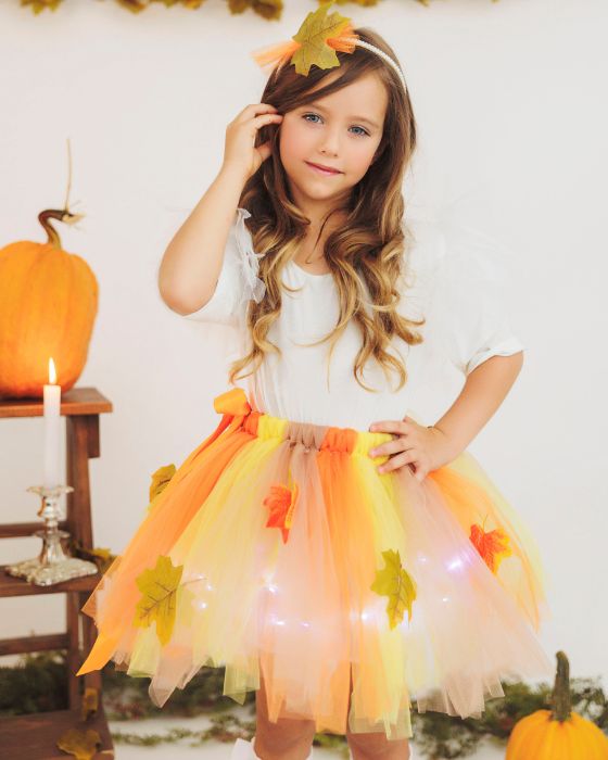 Fairy Skirt with Lights, Pastel with Leaves, Autumn Fairy
