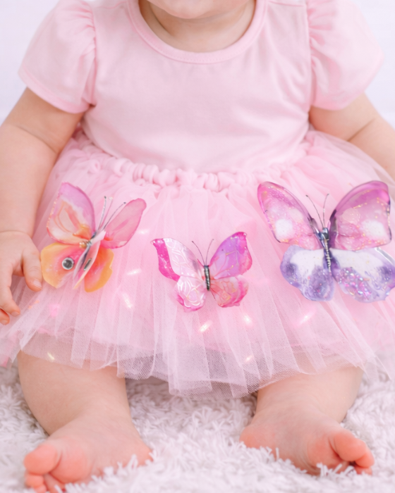 Skirt with Sparkles, Butterfly, Pale Pink