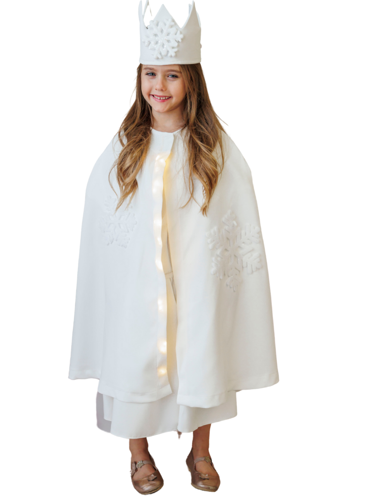 Snowflake Costume with Lights, Cape + Crown, for Little Girls