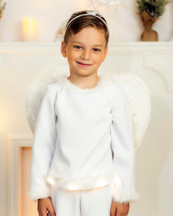 White Angel Boy's Sweatshirt with Lights