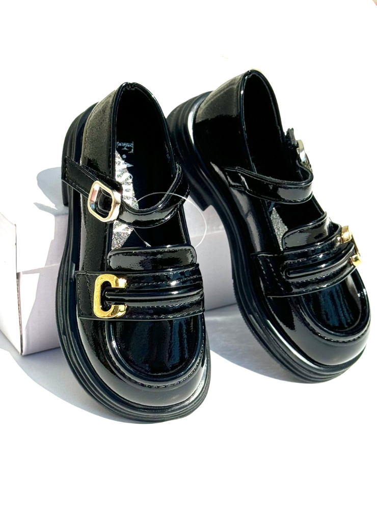 Special Black School Shoes with Buckle