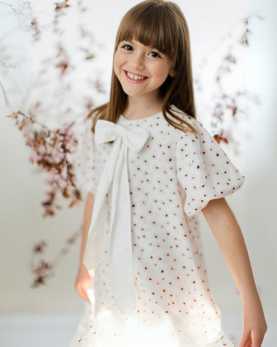 Dress with Lights and Cheerful Flowers for School / Kindergarten