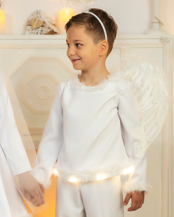 White Angel Boy's Sweatshirt with Lights