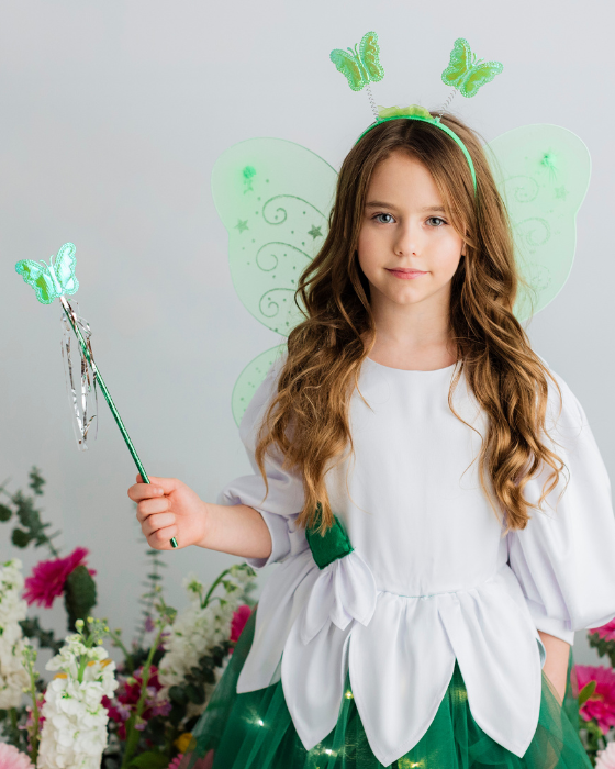 Snowdrop Fairy Costume, 4 pieces School Play, with pale green wings