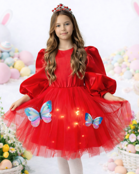 Butterfly Dress with Lights, Red, Spring