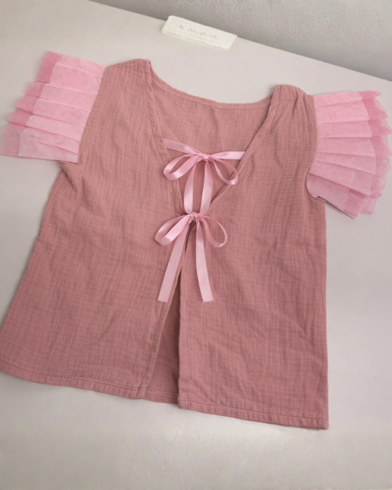 Pink Blouse with Tulle Ruffles, Princess Style
