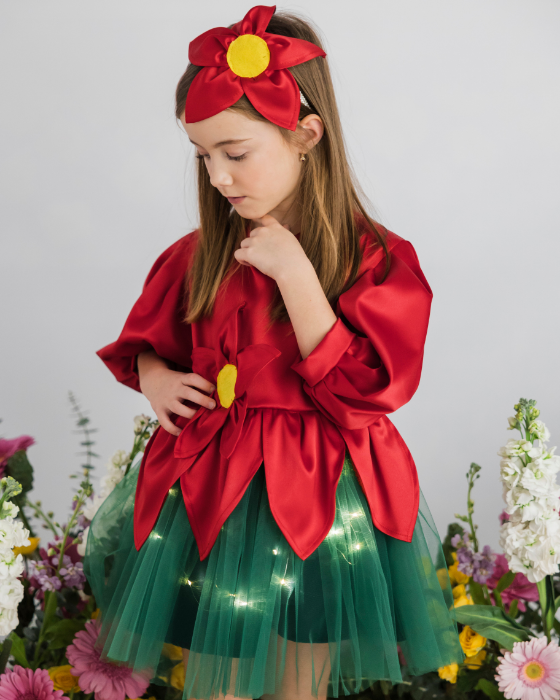 Red Flower Dress with Lights, Spring Play