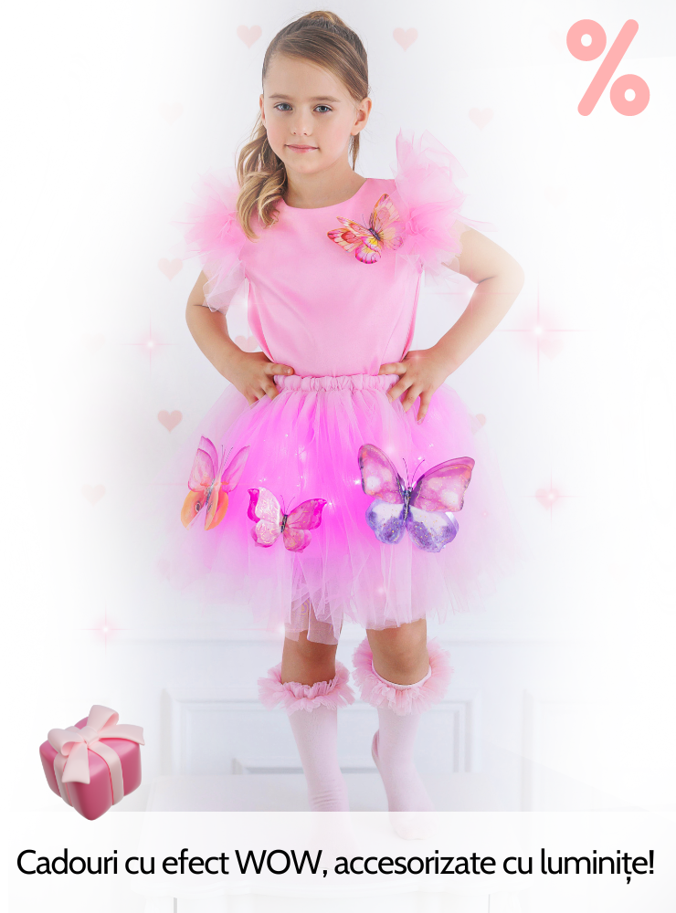 Skirt with Sparkles, Butterfly, Pale Pink