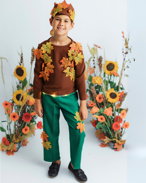 Complete Autumn King Costume, 3 Pieces, With Leaves