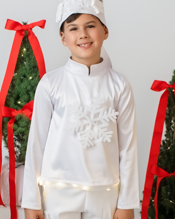 Snowflake White Tunic, Boy, for Christmas Pageant