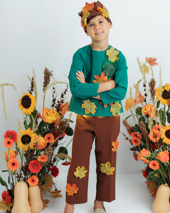 Complete Autumn King Costume, 3 Pieces, With Leaves