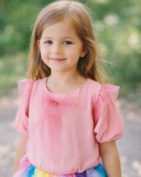 Pink Blouse with Pink Bow
