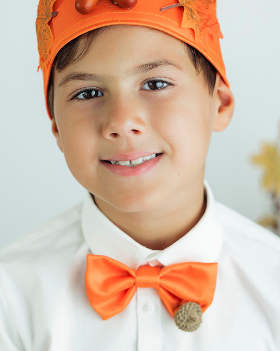 Autumn Orange Bow Tie with Acorn