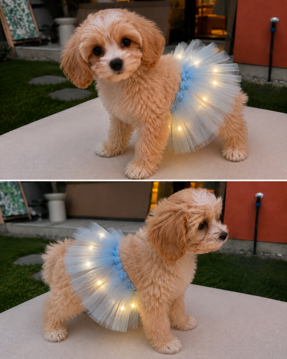 Fustita cu Luminite Bleu, Talie Mica, pentru Caine
