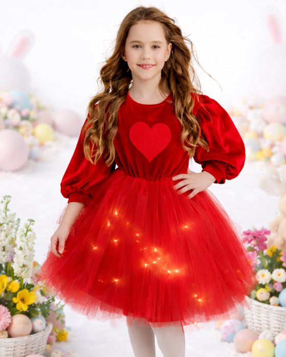 Red Dress with Lights, Big Heart, Tulle