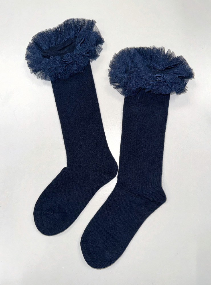 Navy Blue Ruffle Socks, School / Kindergarten