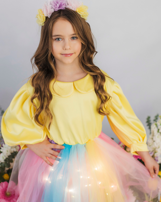 Rainbow Dress with Yellow Bust and Lights, Spring Celebration