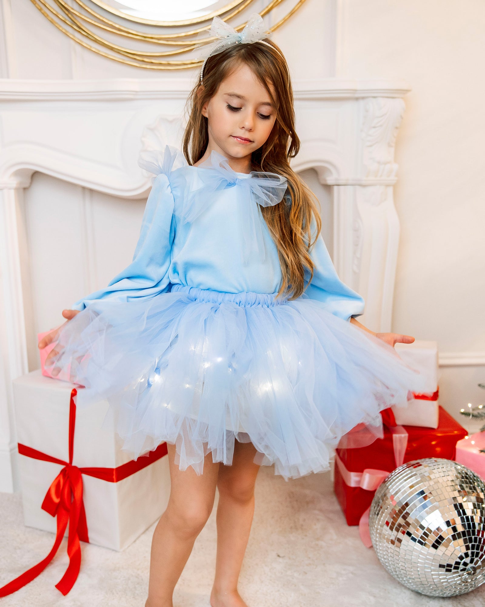 Skirt+Blouse+Headband Set, Princess Blue