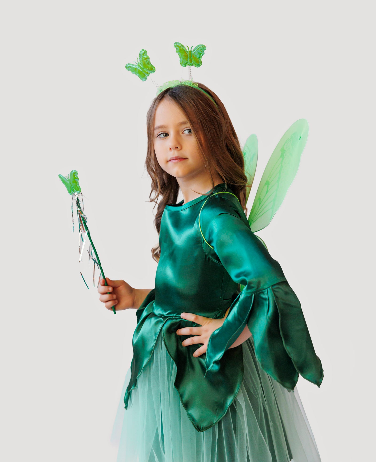 Fairy of Spring Costume with Lights, 4 Pieces Dress + Accessories, for Spring, Celebration
