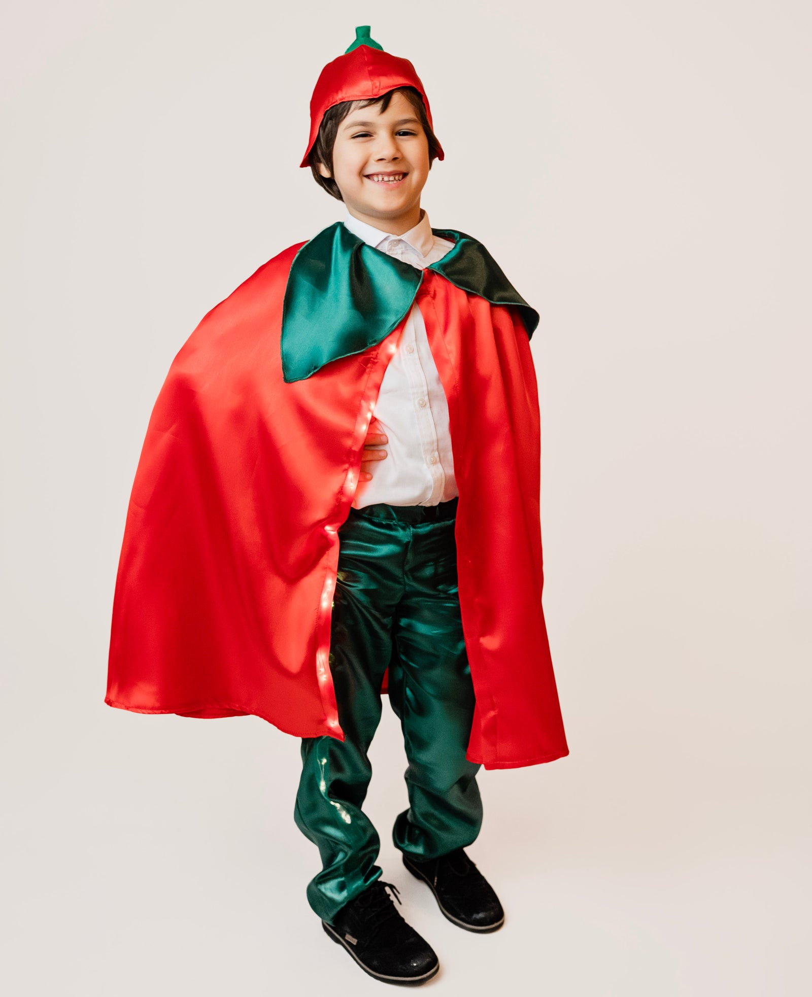 Elf Boy Christmas Cape with Lights