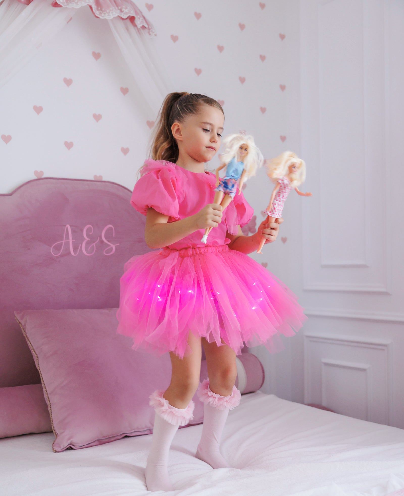 Set with Lights, Candy Pink, 2 Pieces
