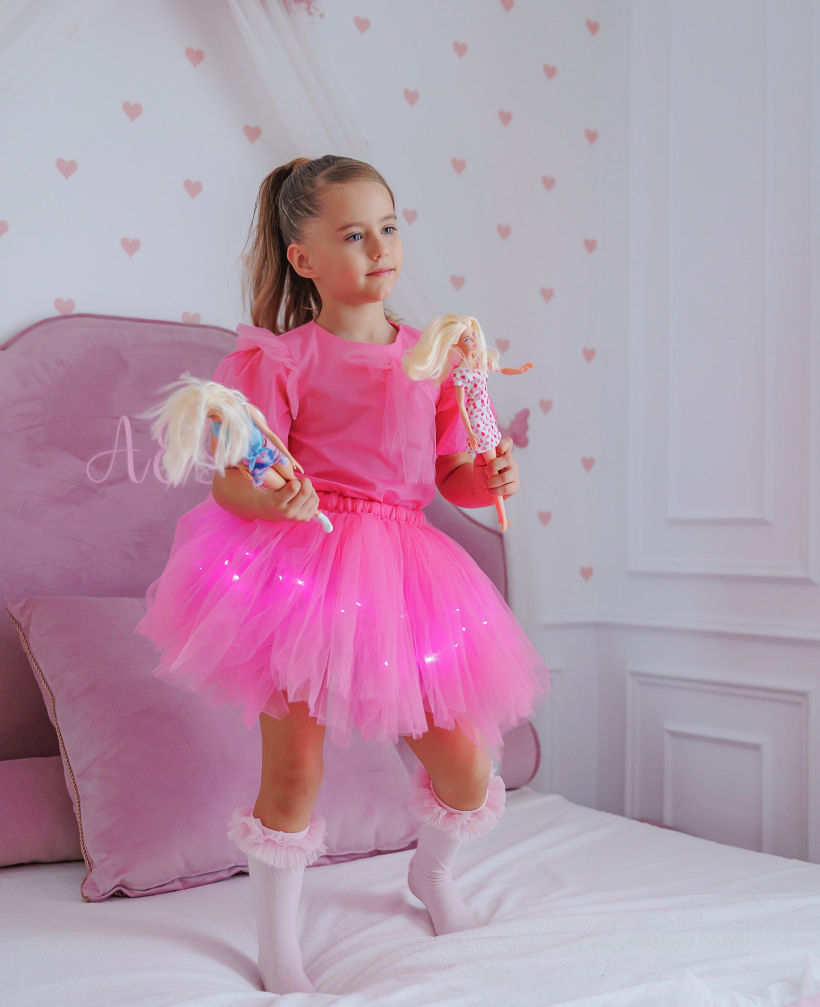 Set with Lights, Candy Pink, 2 Pieces