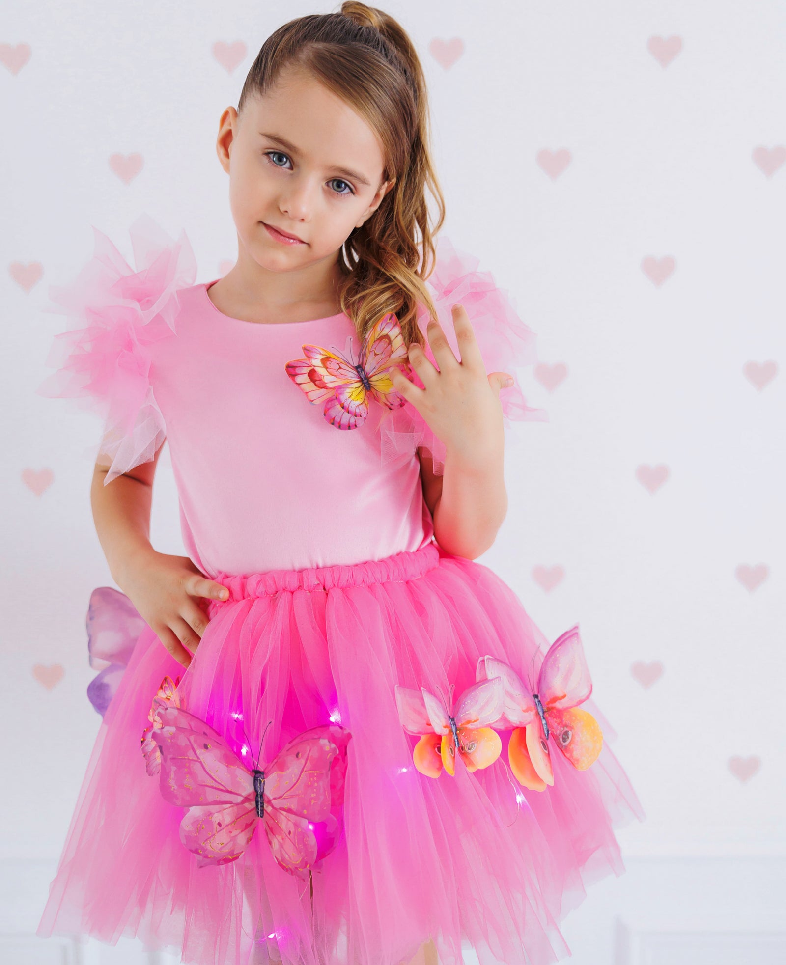 Skirt with Lights, Butterfly, Pink