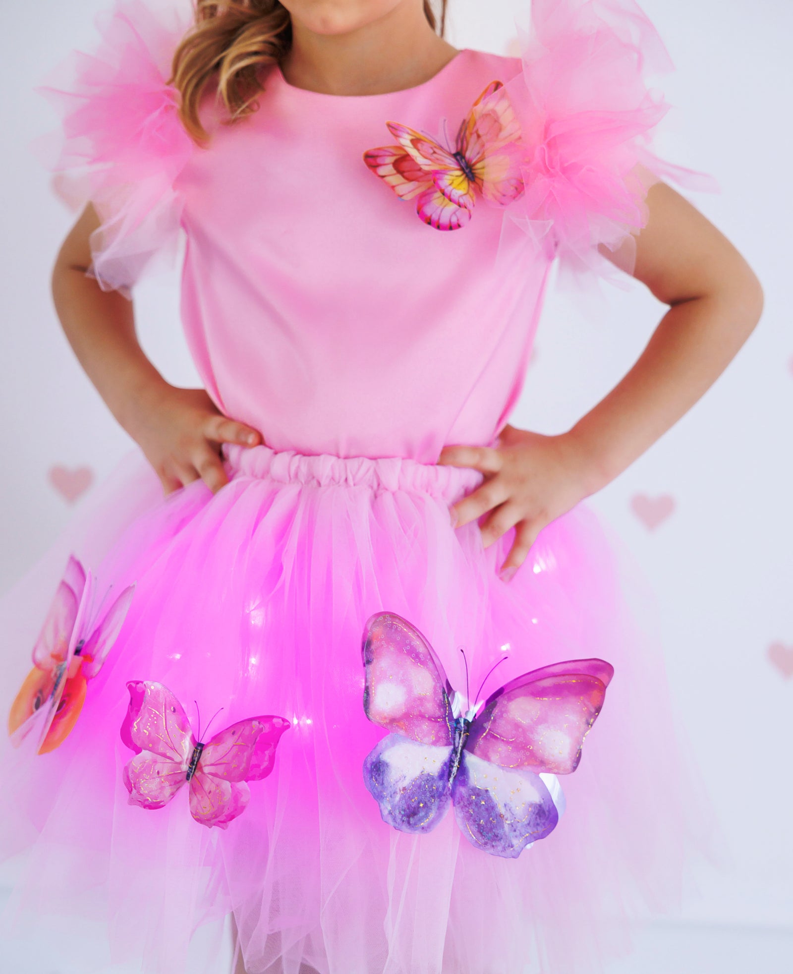 Skirt with Sparkles, Butterfly, Pale Pink